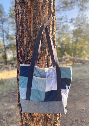 Patchwork Tote Blues
