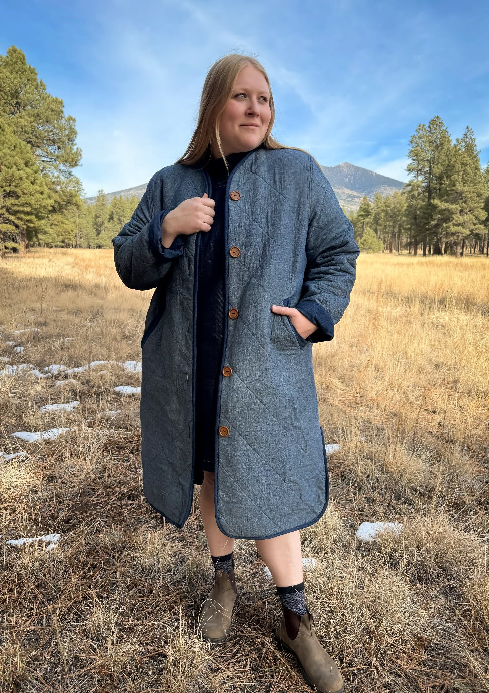 Denim Quilted Coat *Reversible