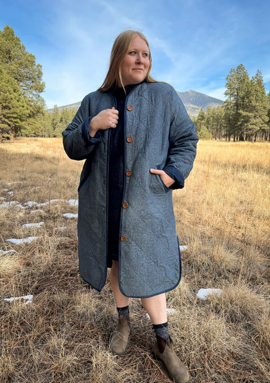Denim Quilted Coat *Reversible