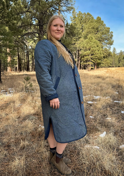 Denim Quilted Coat *Reversible
