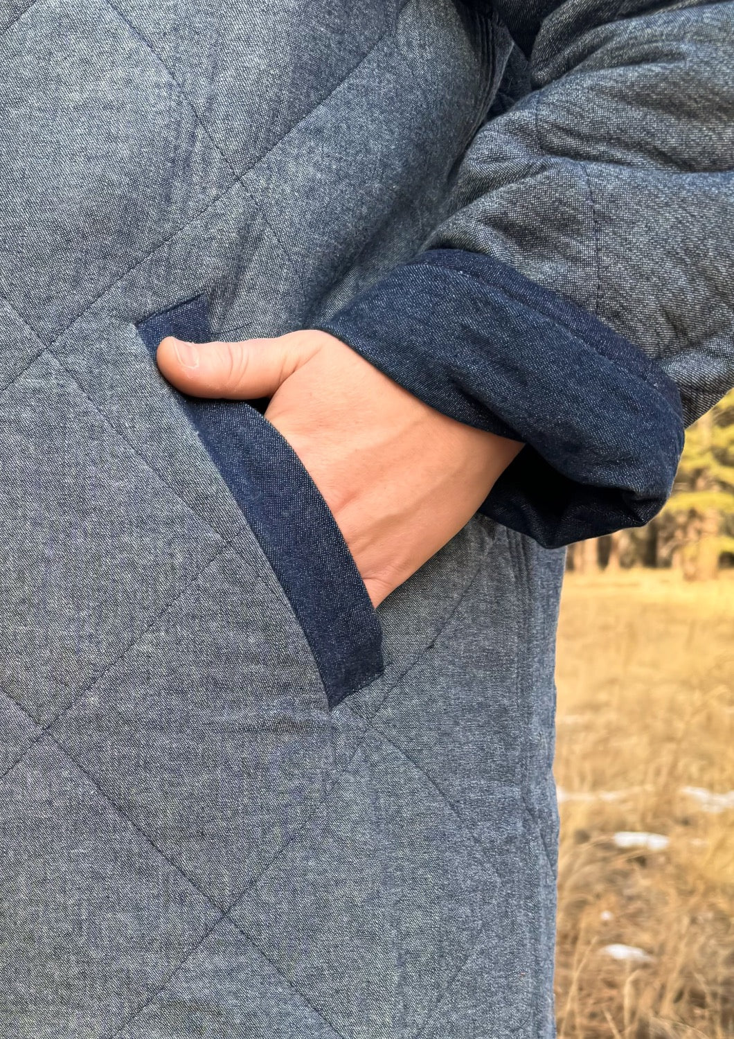 Denim Quilted Coat *Reversible