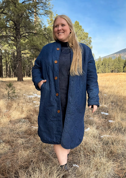 Denim Quilted Coat *Reversible