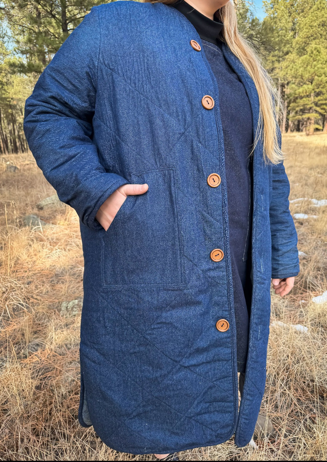 Denim Quilted Coat *Reversible