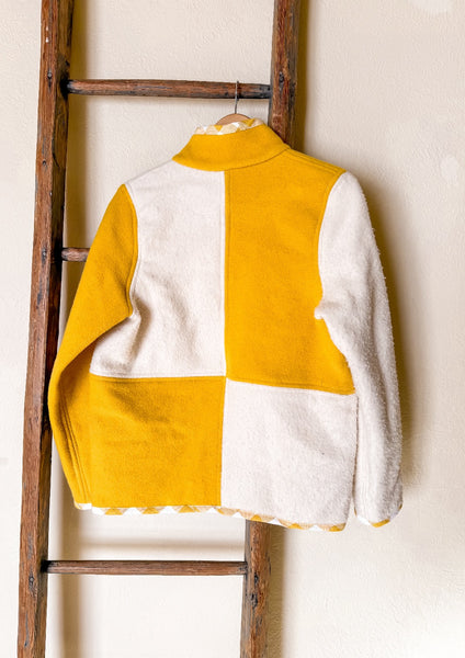 Yellow and Cream Fleece Jacket S/M