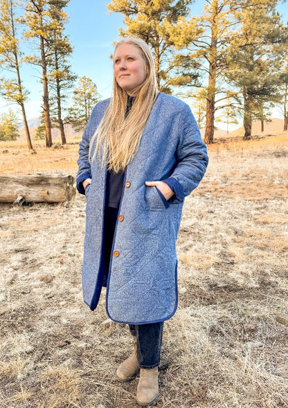 Denim Quilted Coat *Reversible